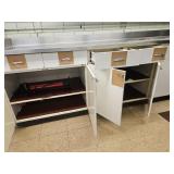 Metal Lower cabinets w/ stainless steel counter