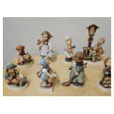 Hummel porcelain figurines. 8 figures: sweeping,