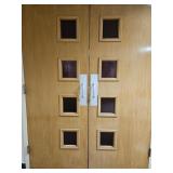 Double Doors w/ amber glass. All hardware