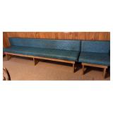 114' x 22' x 27.5' Wooden Bench w/ Green Cushion