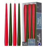 Hyoola 12pk 12in RedGreen Dripless Taper Candles