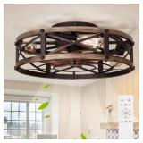 SHLUCE 19 Farmhouse Caged Fan wLights