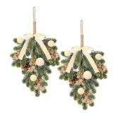 Super Holiday Flocking Christmas Wreaths 2pk 15.75