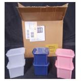 Small Storage Containers w Lids 9pc Clear Blue Pin