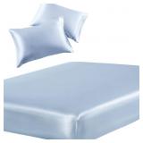 SiinvdaBZX Satin Fitted Sheet Set Twin 3pc Baby Bl