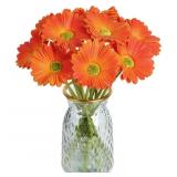 IPOPU Orange Gerbera Artificial Daisy Flowers 20ct