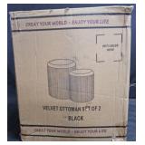 Black Velvet Ottoman 2pk