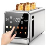 Foyoconven 4-Slice Long Slot Stainless Steel Toast
