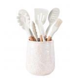 Lunaicorn White Ceramic Utensil Holder 6.7H