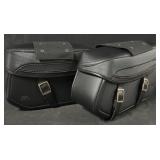 Black Motorcycle Saddlebags Synthetic Leather Pair