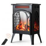 Rintuf 1500W Small Electric Fireplace Heater Brown