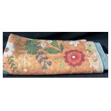 Orange Floral Area Rug Non-Slip Polyester