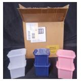 Small Storage Containers w Lids 9pc ClearBluePink