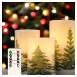 MELTONE Christmas Tree Flameless Candles 3ct Remot