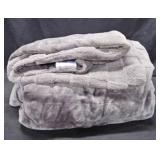 Gray Plush Sherpa Lined Throw Blanket