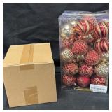 Mixed lot of Christmas Ornaments Red Gold Clear