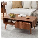 LCRBOL Walnut Mid-Century Coffee Table