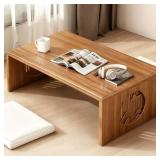 Ekjkldo Folding Floor Table 31.5in Brown