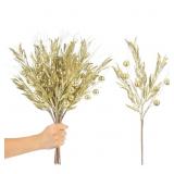RoseCraft Gold Glitter Berry Stems 10pc 15.8 L Chr