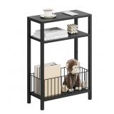 TRIFEBLE Narrow End Table Black 24.4H