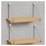 Quzzil 2pk Fabric Wall Shelf WoodSilver