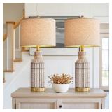 USumkky Table Lamps Ceramic 25H Brown 2pk