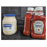 Hellmann's mayonnaise 64oz. 3- Heinz ketchup 44oz