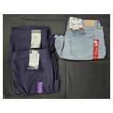 Women's size 16 pants and size 14 denim shorts.