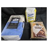 Wheat Flour 25lb. Domino Sugar 10lb. Light Brown