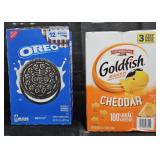 Oreo cookies 3lb. Goldfish crackers 66oz