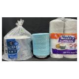 Hefty snack plates 320count, large stack of paper