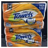 2- 15ct. Bags of Super Premium Paper Towel Rolls