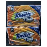 2- paper towels 15 mega rolls each
