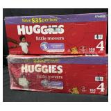 2- 168ct. Boxes of Huggies Little Movers Size 4