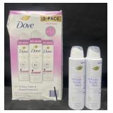 3-4.8 oz Dove dry spray deoderant & 2-4 oz Dove