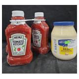 3- Heinz ketchup 44oz each. Hellmann's mayonnaise
