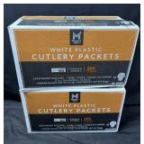 2- 200ct. Boxes of White Plastic Cutlery Packets