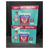 2- 148ct. Boxes of Pampers Cruisers Size 4