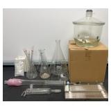 Group of lab glass: PYREX 2.4L Small Top