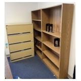 2 bookcases & 4-drawer file cabinet with slide