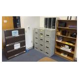 4 file cabinets, bookcase & cubby, 24ï¿½-71ï¿½ high,