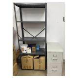 Metal shelf & 2-drawer file cabinet, NOT