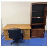 Desk, chair & bookcase, desk: 60ï¿½ x 29ï¿½ x 29ï¿½