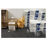 Group of Pyrex lab glass, flasks, funnels and