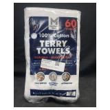 60 terry towels, 100% cotton, 14' x 17'