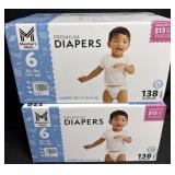 2- 138ct. Boxes of Size 6 Premium Diapers