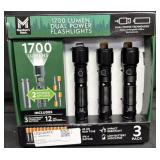3pk. 1700 Lumen Dual Power Flashlights