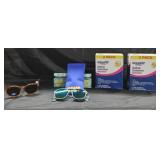2 pair sunglasses and 2 twin packs Saline