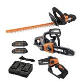 Worx 22' Hedge Trimmer, 5' Pruning Saw, 10'