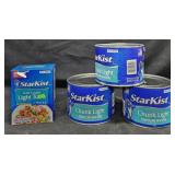 3- StarKist tuna 4lb cans. StarKist tuna pouches